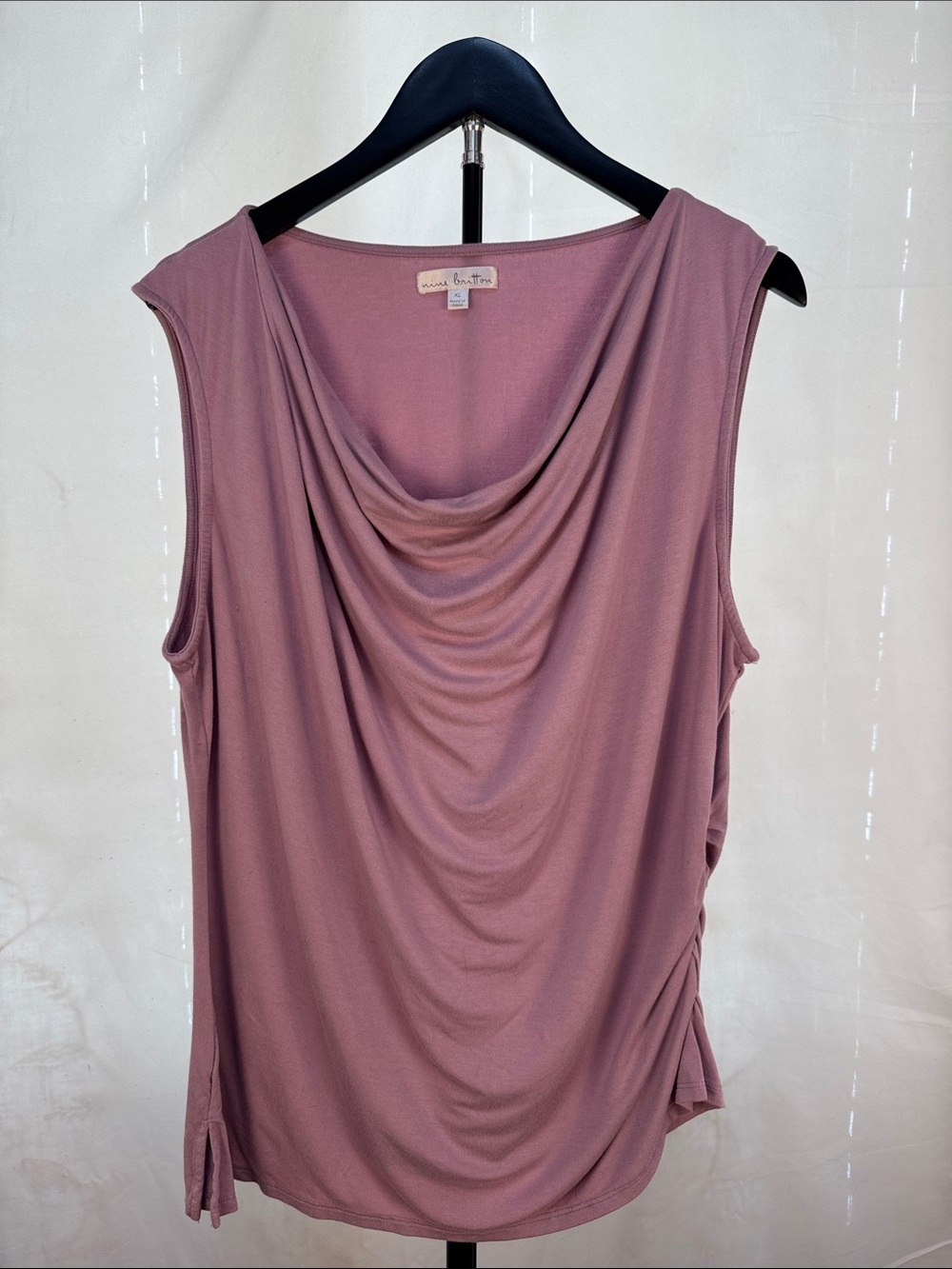 nine britton Mauve Draped Cowl Neck Sleeveless Top
